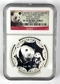 2012 Philadelphia ANA Worlds Fair of Money China Panda Medal NGC Graded PF70 Ultra Cameo