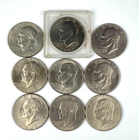 Group of 9 US Eisenhower Dollars