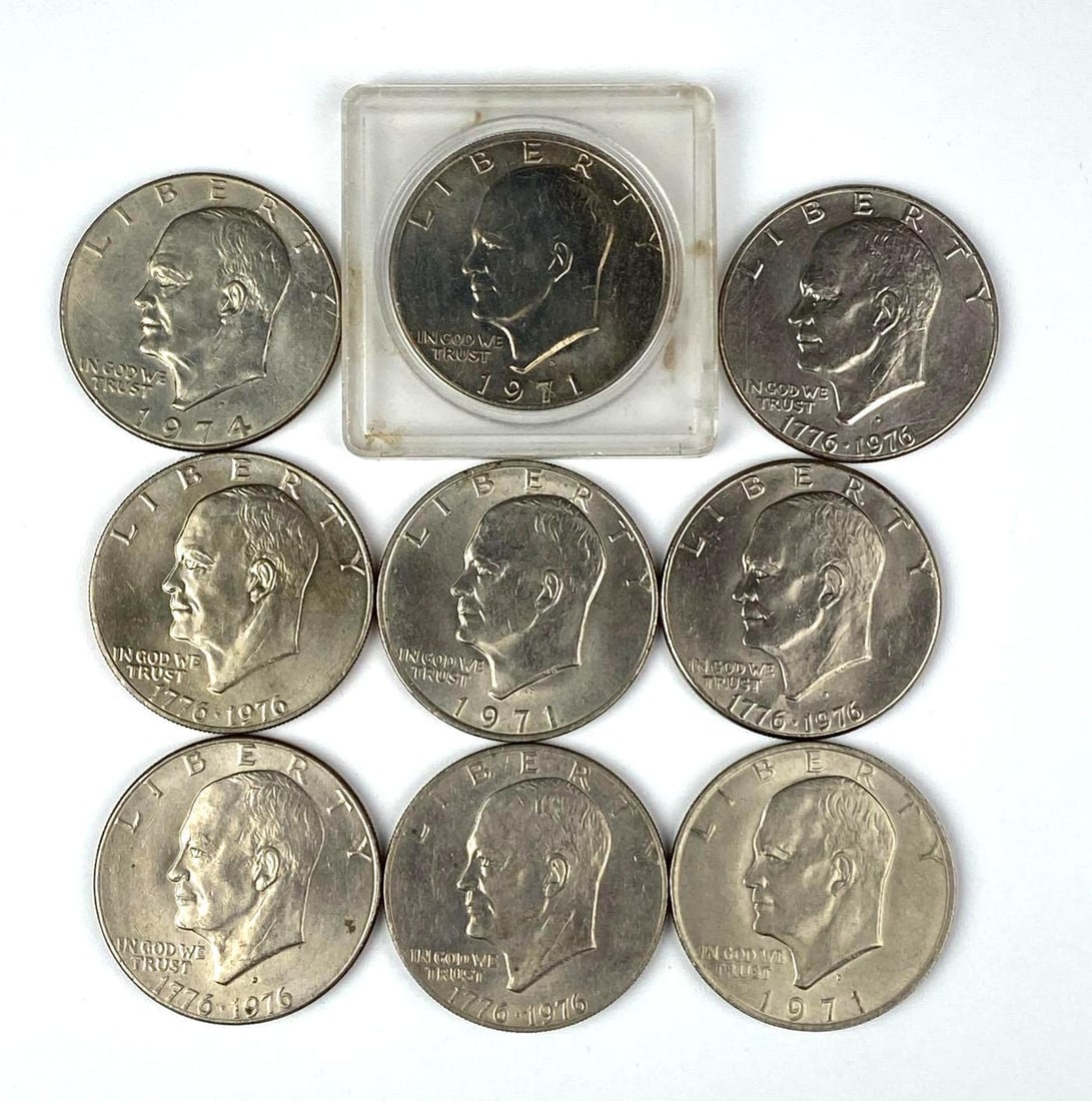 Group of 9 US Eisenhower Dollars (1 of 2)