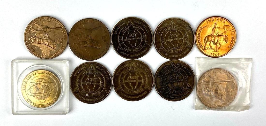 Group of 5 Ottawa, Il Farm Bureau Bronze Medals and more (1 of 2)