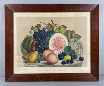 Antique Currier and Ives Autumn Fruits Lithograph