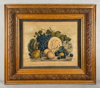 Antique Currier and Ives Autumn Fruits Lithograph