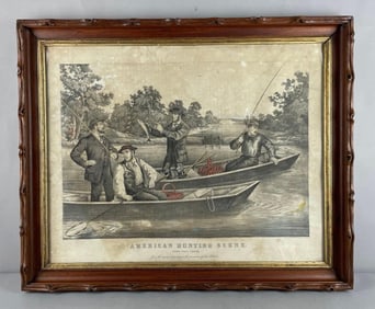 Antique Thomas Kelly American Hunting Scene Lithograph