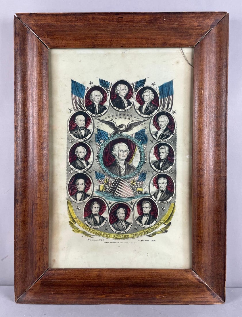 Antique N. Currier The Presidents of the United States Lithograph (1 of 2)