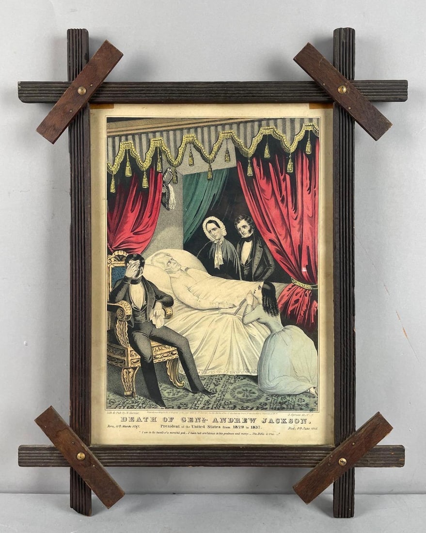 Antique N. Currier Death of General Andrew Jackson Lithograph (1 of 3)