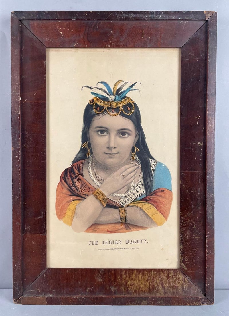 Antique Currier and Ives The Indian Beauty Lithograph (1 of 2)
