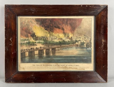 Antique Currier and Ives The Fall of Richmond VA Lithograph