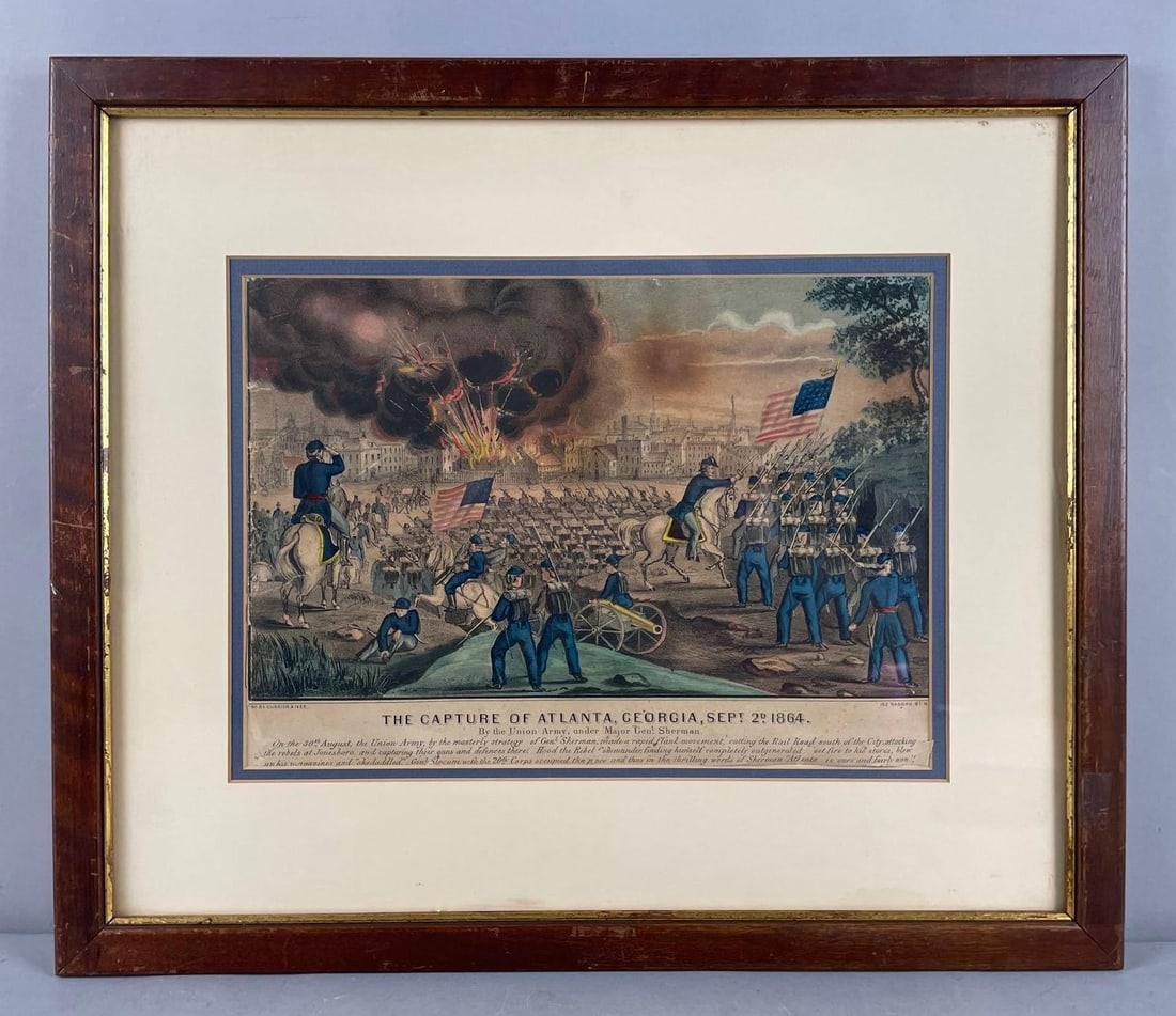 Antique Currier and Ives The Capture of Atlanta Georgia Lithograph (1 of 4)