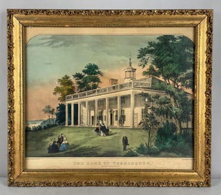 Antique Currier and Ives The Home of Washington Lithograph