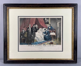 Antique N. Currier Death of Harrison Lithograph
