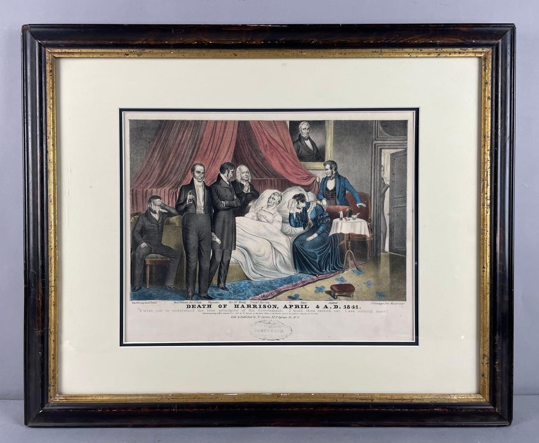 Antique N. Currier Death of Harrison Lithograph (1 of 3)