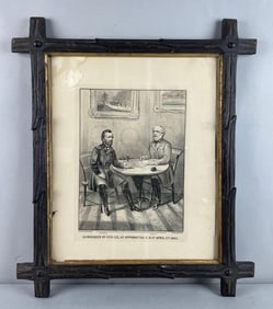 Antique Currier and Ives Surrender of General Lee at Appomattox Lithograph