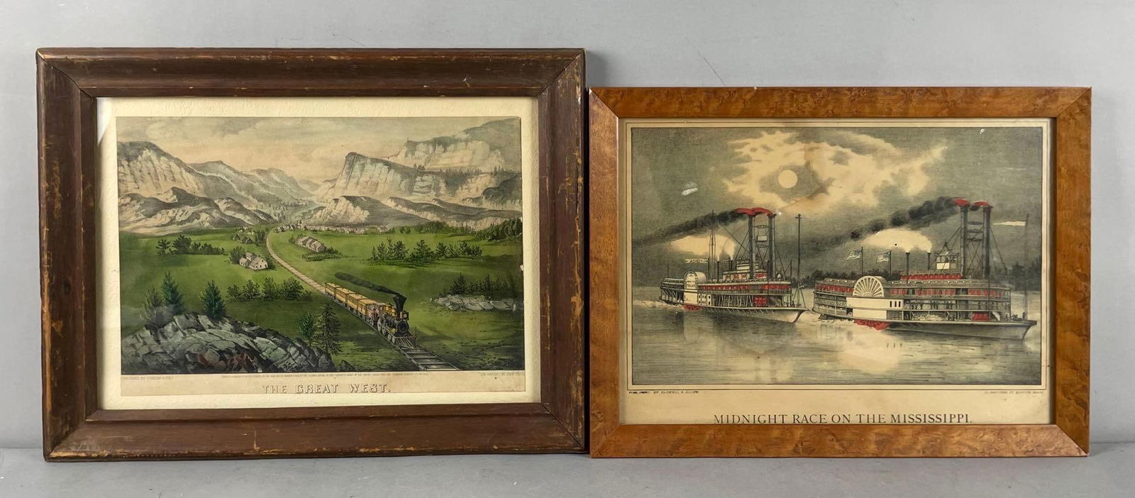 Group of 2 Antique Currier and Ives Transportation Lithographs (1 of 4)