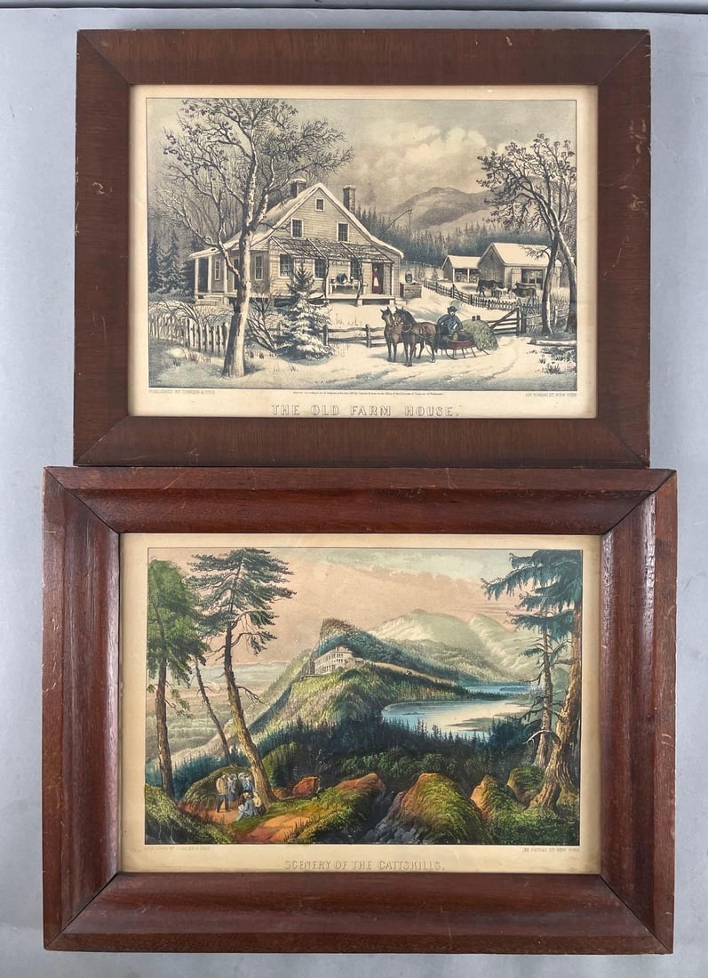 Group of 2 Antique Currier and Ives Homestead Lithographs (1 of 2)