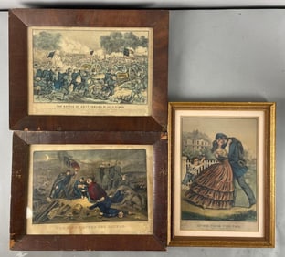 Group of 3 Antique Currier and Ives Civil War Lithographs