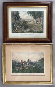 Group of 2 Antique Currier and Ives Bird Hunting Lithographs