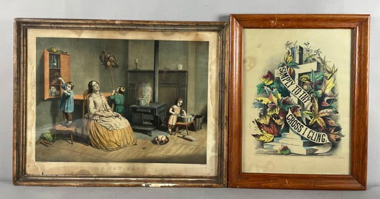 Group of 2 Antique Currier and Ives Lithographs