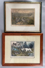 Group of 2 Antique Currier and Ives Partridge Shooting Lithographs