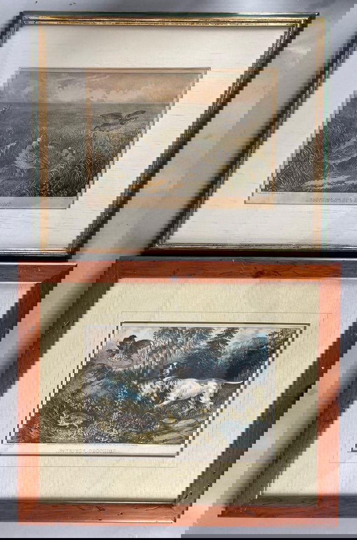 Group of 2 Antique Currier and Ives Partridge Shooting Lithographs (1 of 2)