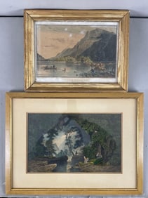 Group of 2 Antique Currier and Ives Water Scene Lithographs