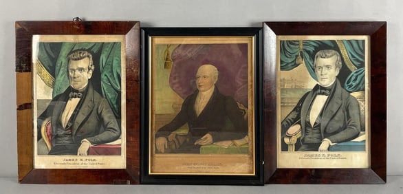 Group of 3 Antique Currier and Ives Presidential Lithographs