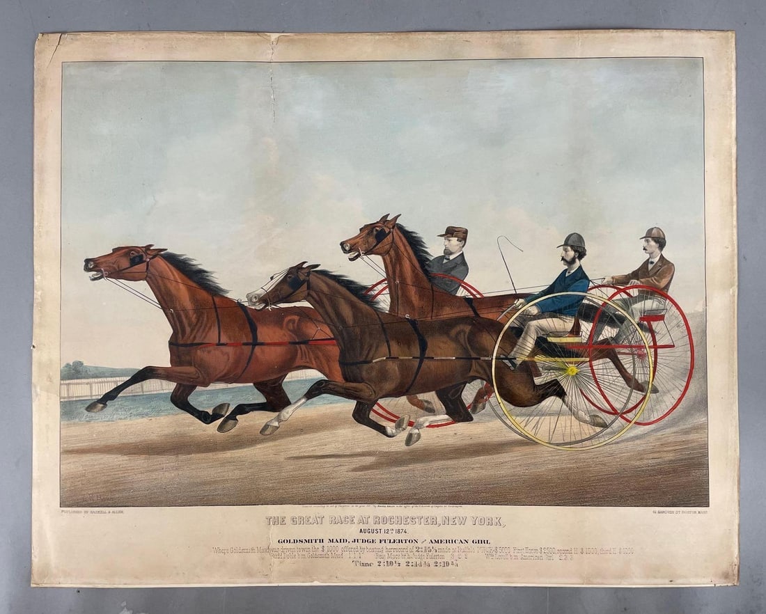 Antique Haskell and Allen The Great Race at Rochester N.Y. Lithograph (1 of 3)