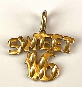 14K Yellow Gold Sweet 16 Pendant