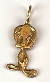 14K Yellow Gold Loony Tunes Tweety Bird Pendant