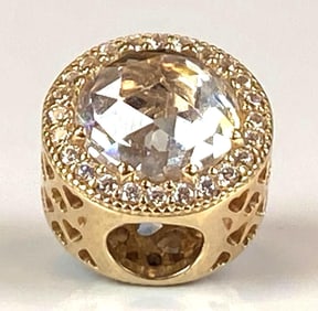 Signed ALE 14K Yellow Gold CZ Pendant