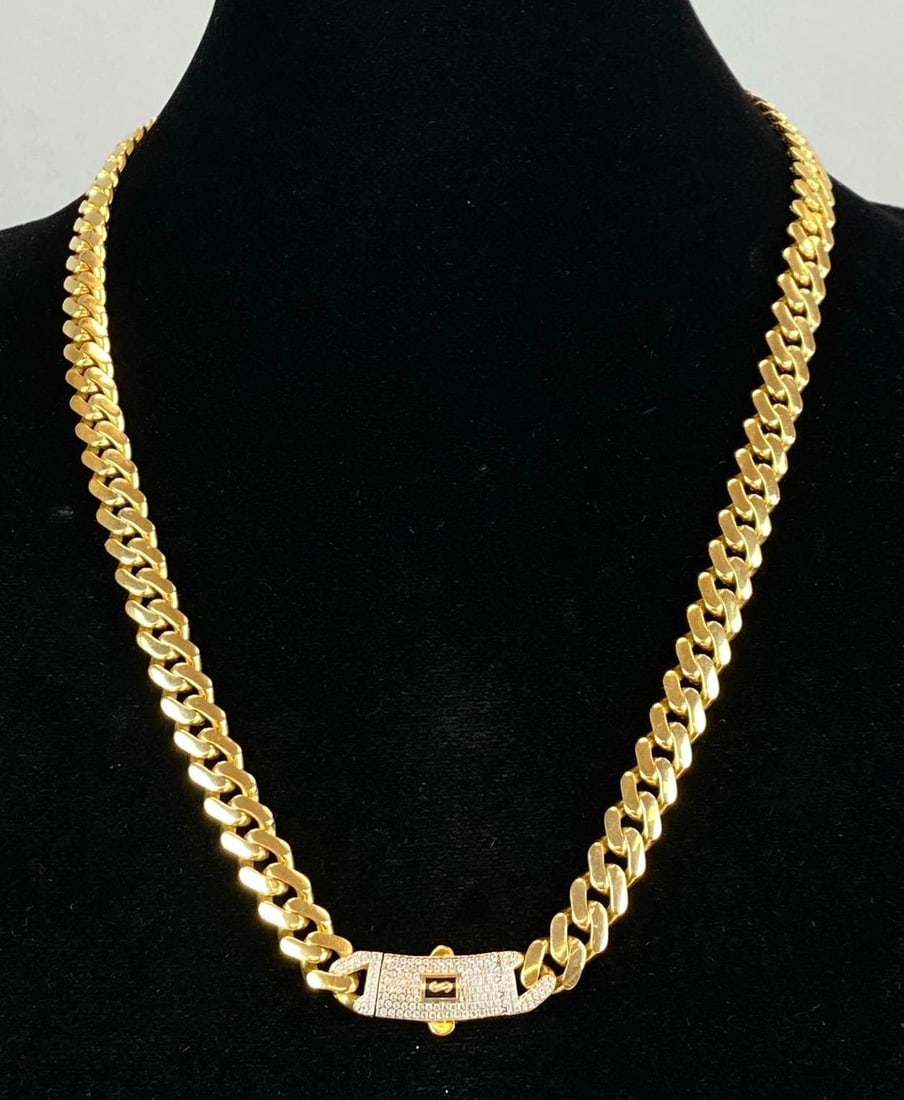 Monaco 10K Yellow Gold CZ Cuban Link Chain Necklace (1 of 3)
