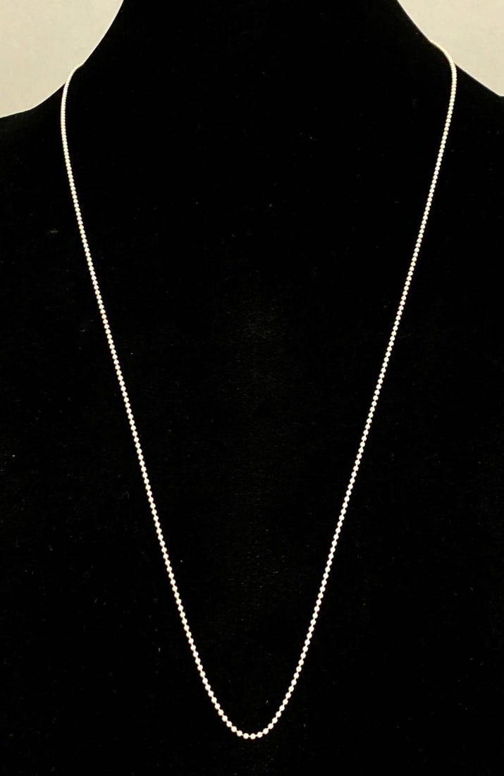 Diagonal Sterling Silver Ball Chain Necklace (1 of 2)