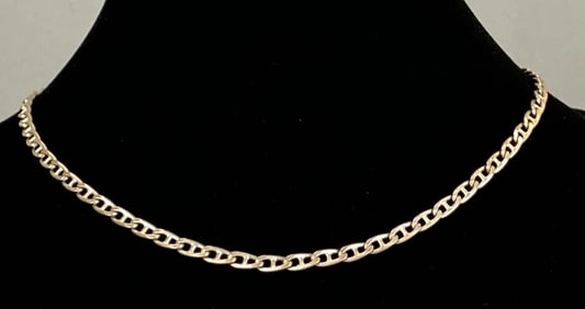 Signed Sterling Silver Italian Anchor Link Chain Necklace