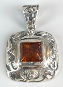 Sterling Silver Amber Pendant
