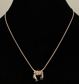Sterling Silver Necklace with Signed Frog Pendant