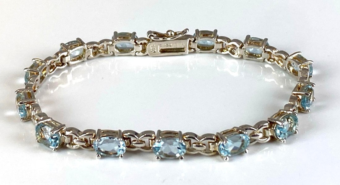Signed DBJ Sterling Silver Sapphire Bracelet (1 of 3)