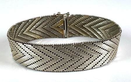 Signed ALX Italian Sterling Silver Chevron Bracelet