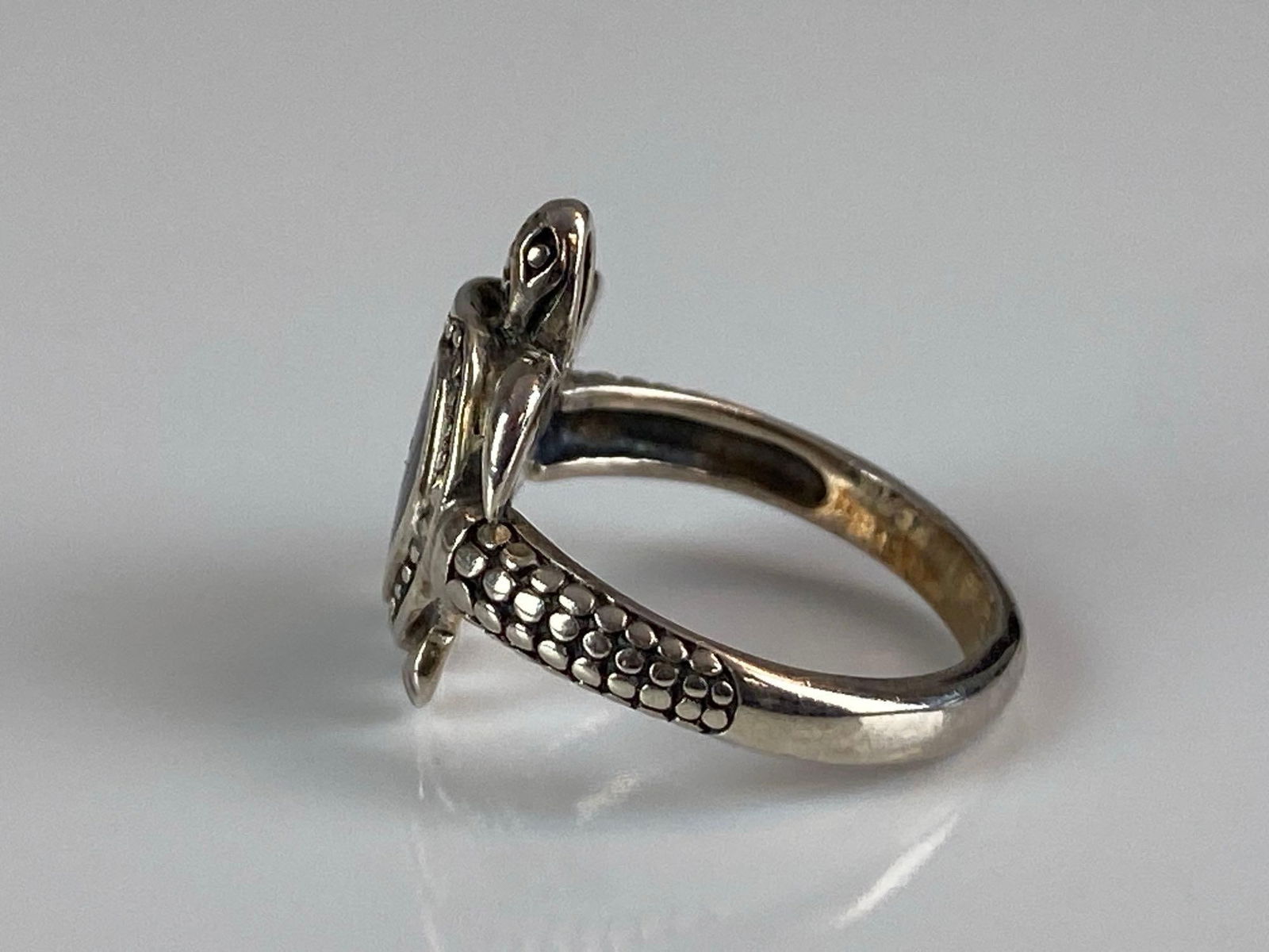 Sterling Silver Abalone Shell Inlay Turtle Ring - 2