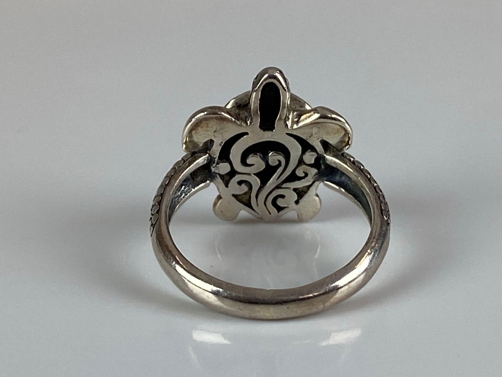 Sterling Silver Abalone Shell Inlay Turtle Ring - 3