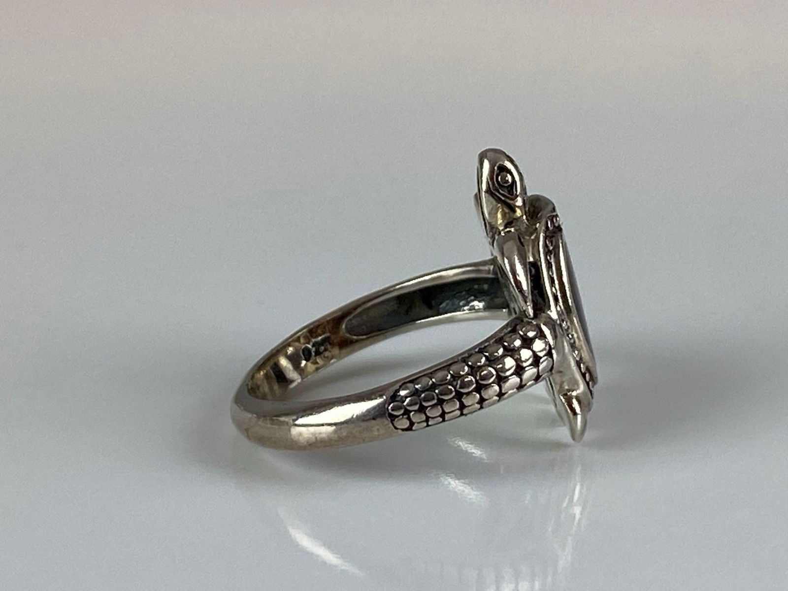 Sterling Silver Abalone Shell Inlay Turtle Ring - 4