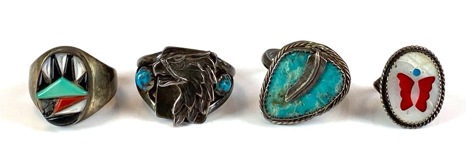 Group of 4 Sterling Silver Native American Rings (1 of 2)