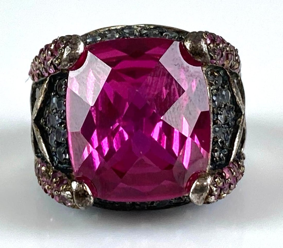 Sterling Silver Pink Sapphire Statement Ring (1 of 4)