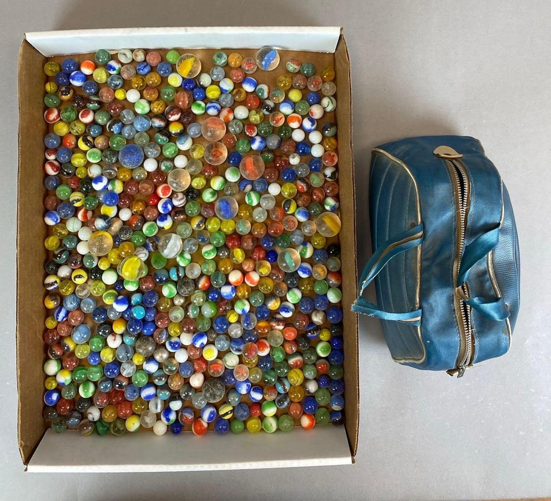 Group of Assorted Glass Marbles with Bag (1 of 3)