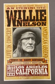 LE 2023 Willie Nelson 90th Birthday Hollywood Bowl Poster