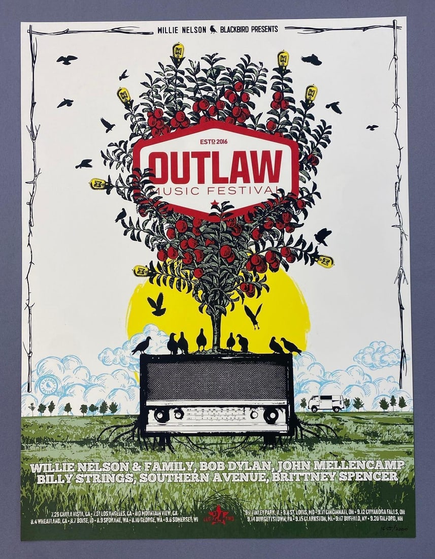 LE 2024 Willie Nelson Outlaw Music Festival Tour Poster (1 of 3)