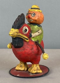 2006 Jamieson Studios Paper Mache Pumpkin Head Mounted on Chicken Candy Box