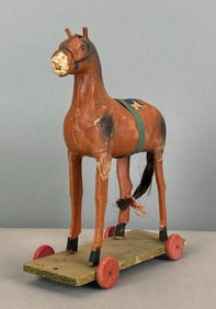 Antique German Pull Behind Horse Toy