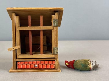 Antique German Rooster in Chicken Coop Squeaker Toy