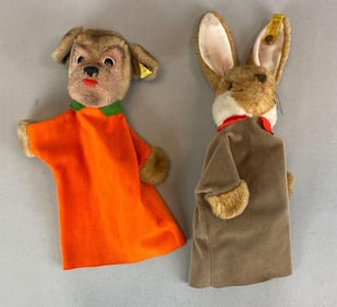 Group of 2 Vintage Steiff Animal Hand Puppets