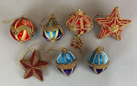 Group of 7 Handmade Beaded Christmas Ornaments