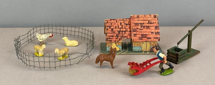 Group of Vintage German Farmstead Children’s Play Set
